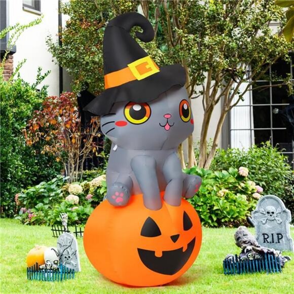 6 FT Halloween Inflatables Cat Outdoor Decorations Blow Up Yard Cute - Picture 6 of 7